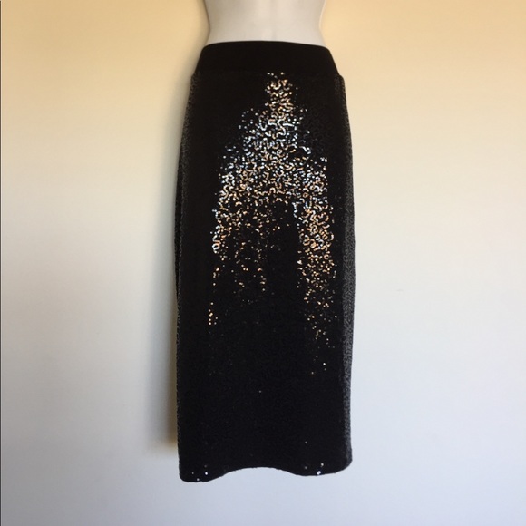 Ashley Stewart Dresses & Skirts - Ashley Stewart Sequined Midi Pencil Skirt 12 Black